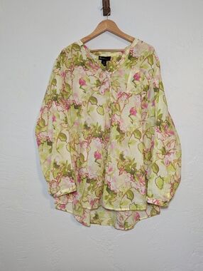 Floral Lightweight Breathable Cotton Button Down Casual Summer Office Blouse